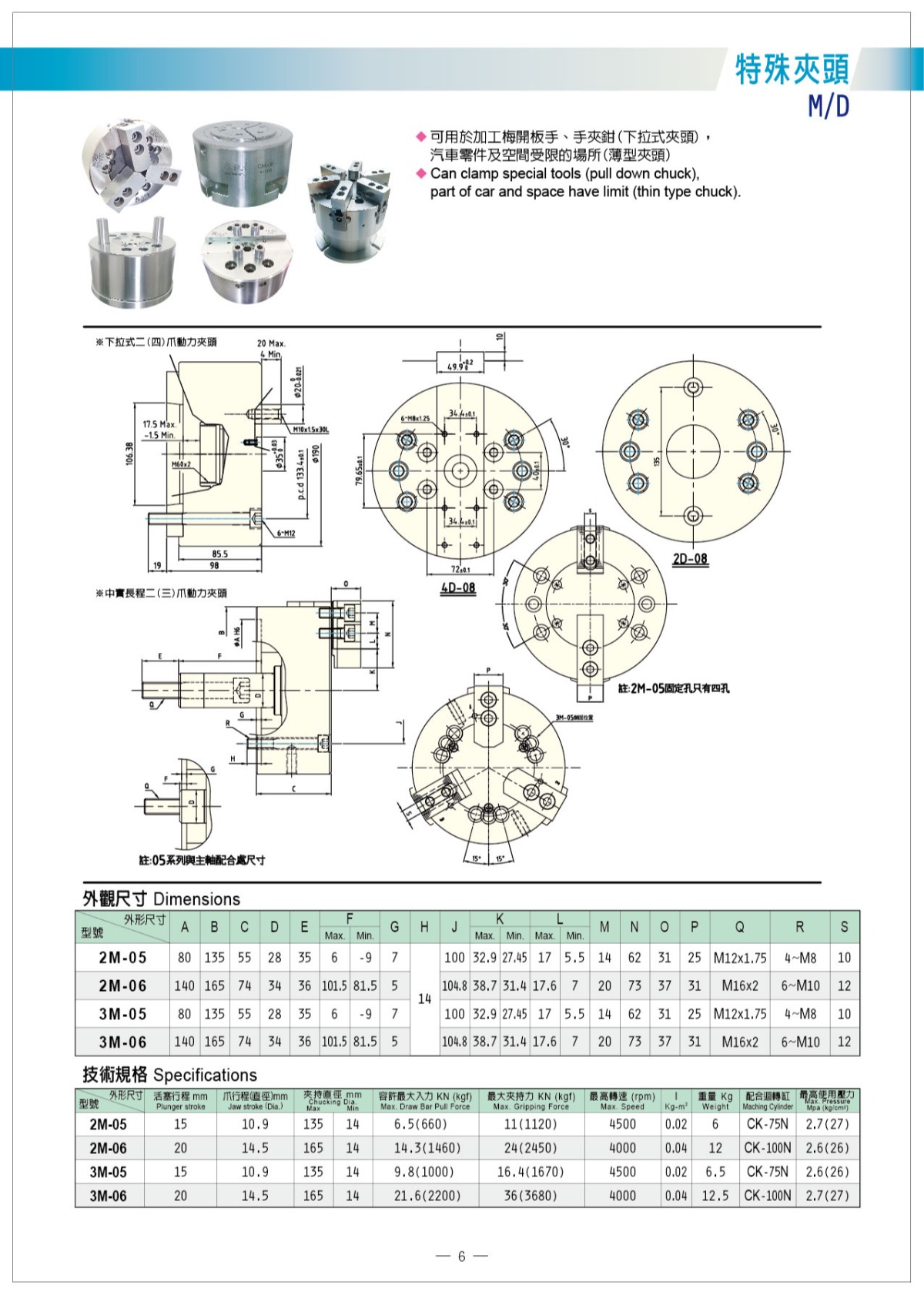 貝斯特三爪中實長行程卡盤參數表